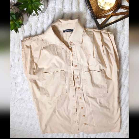 Boohoo Women Cream Shirt - Picture 1 of 4